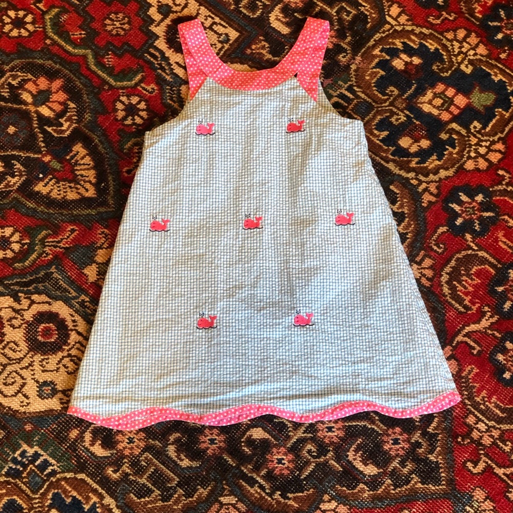 Gingham seersucker whale dress